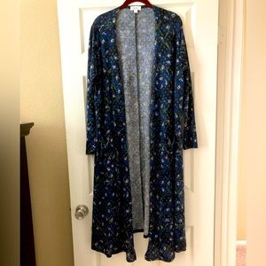 Lularoe Dark Navy Cardigan with Repeat Pattern